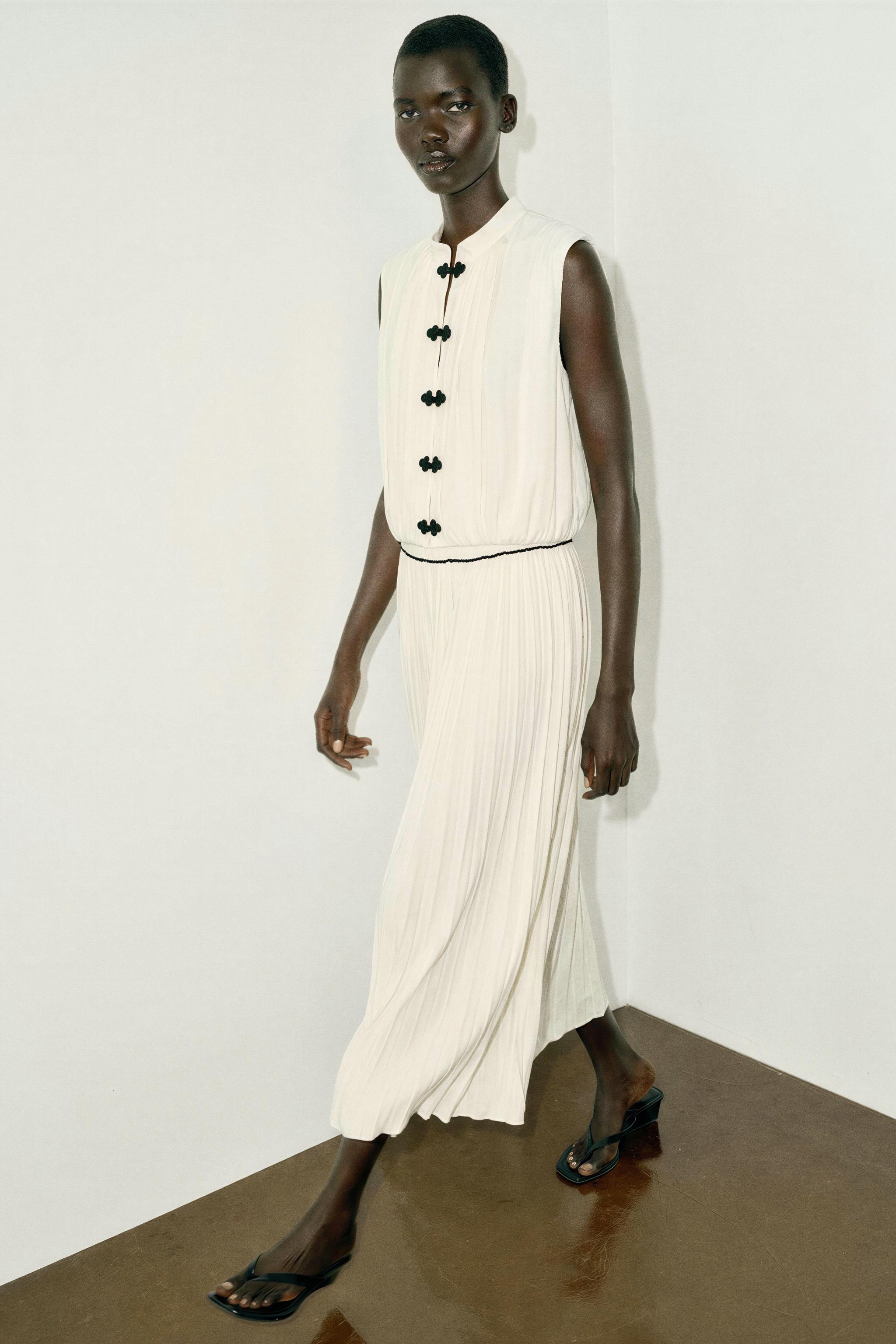 CONTRAST TRIM SATIN MIDI SKIRT